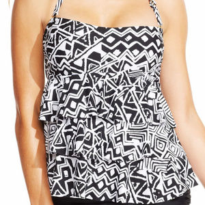 ISLAND ESCAPE BLACK & WHITE TIERED TANKINI